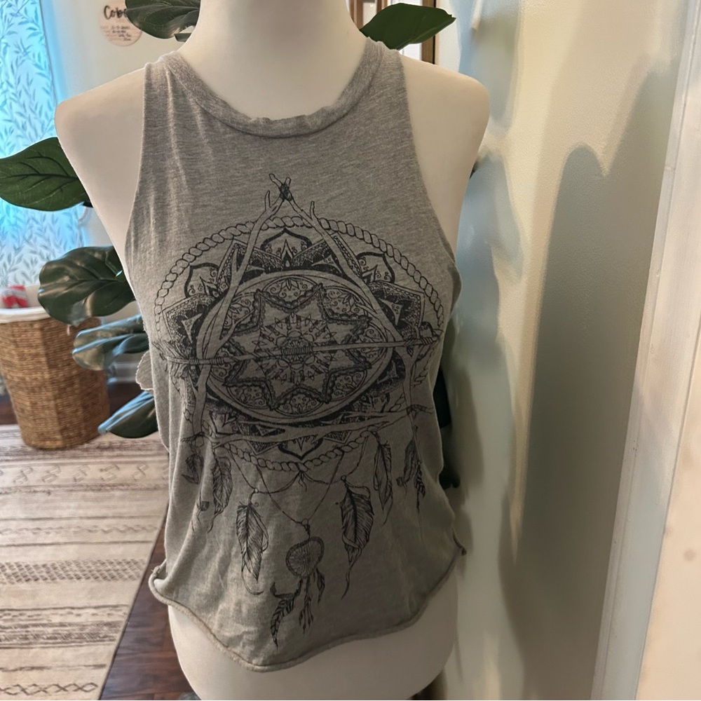 Fab’rik crop top, boho gray and black size Small